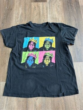 Black Graphic Tee with Color Pop Notorious B.I.G. Portraits Size XL